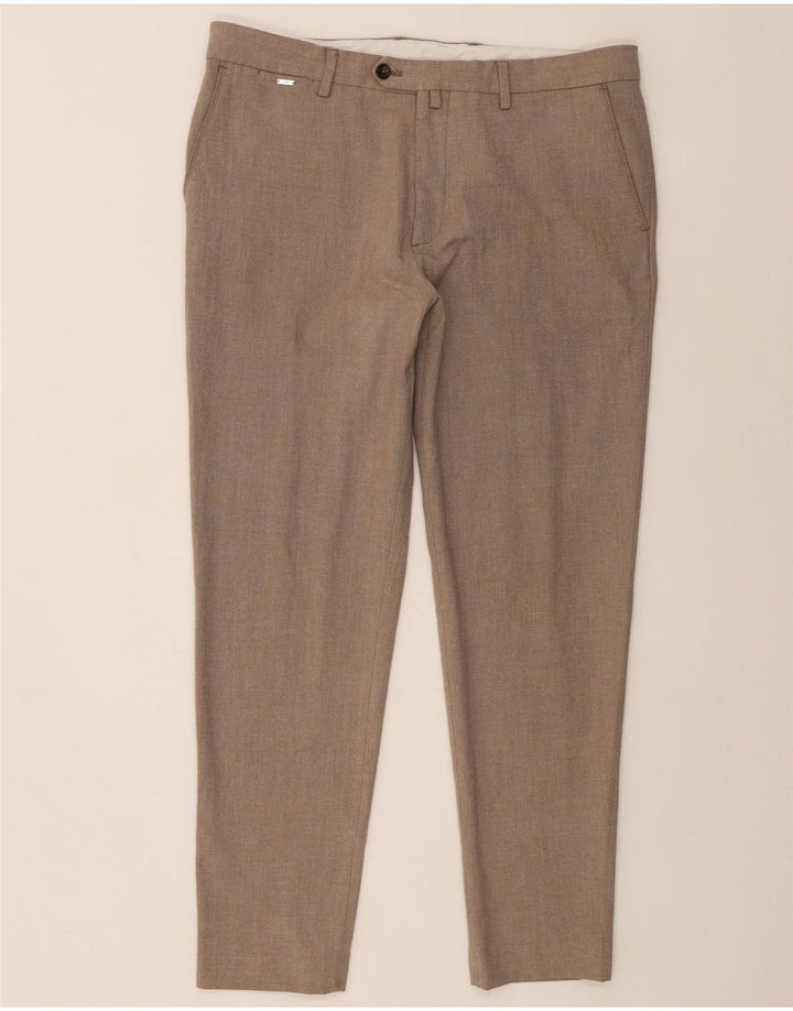 Męskie spodnie garniturowe Zara EU 44 Large W34 L29 Brązowy poliester