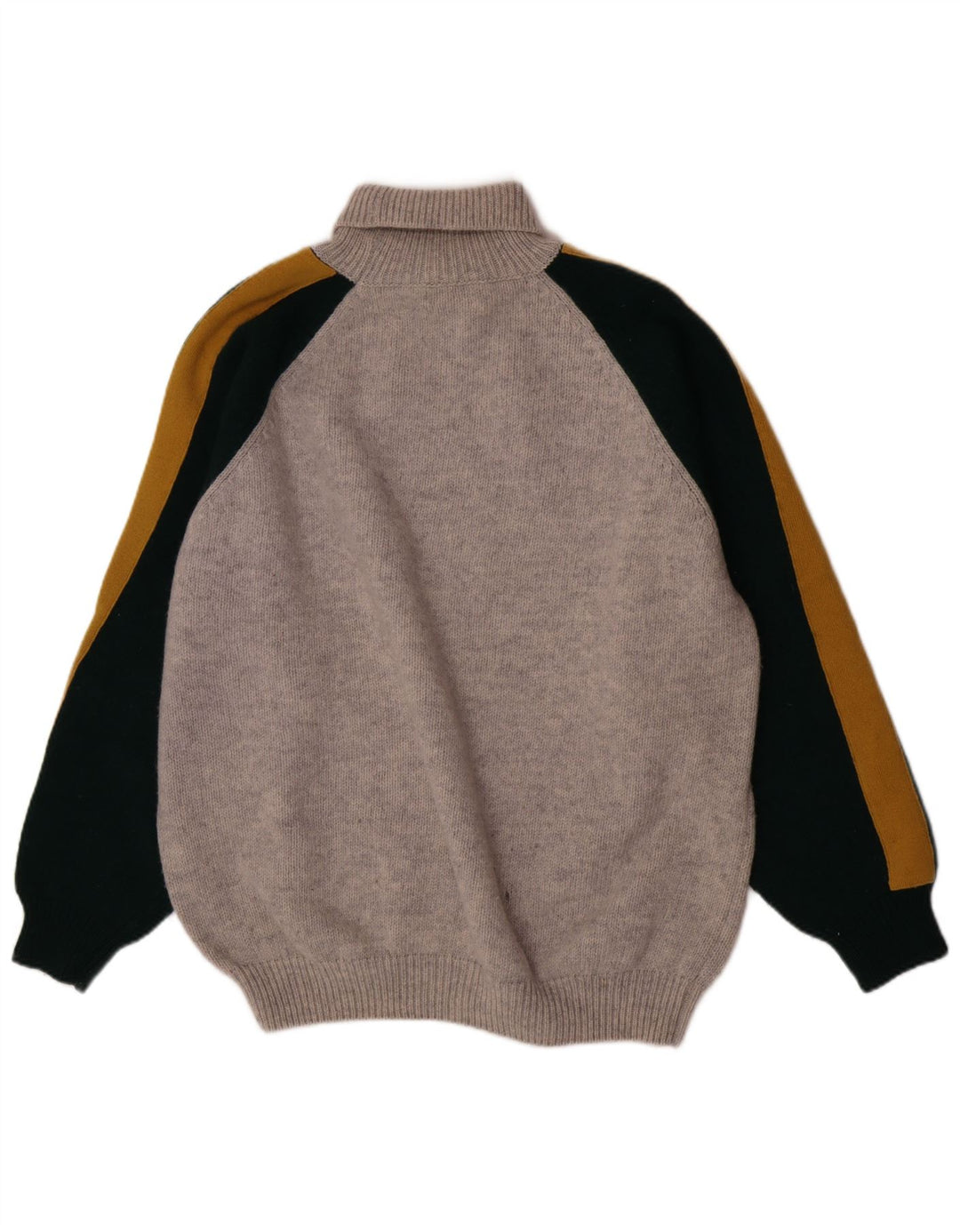 Męski sweter z golfem Sisley XL, szary, z blokami kolorów, wełniany