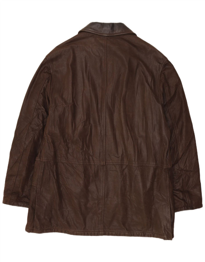 Męska kurtka skórzana VINTAGE IT 52 XL, brązowa skóra
