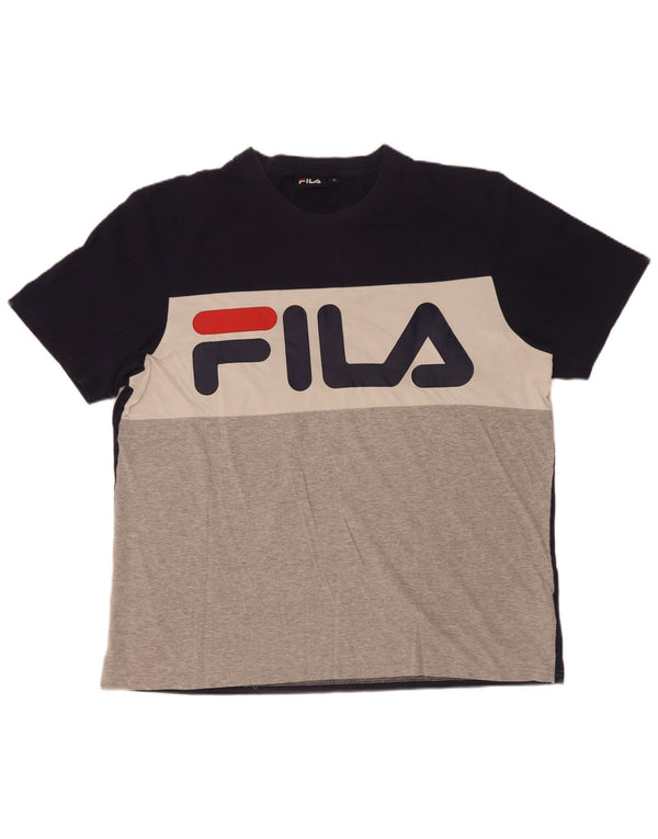 Męska koszulka z grafiką Fila Top XL, wielobarwna, bawełniana z blokami kolorów