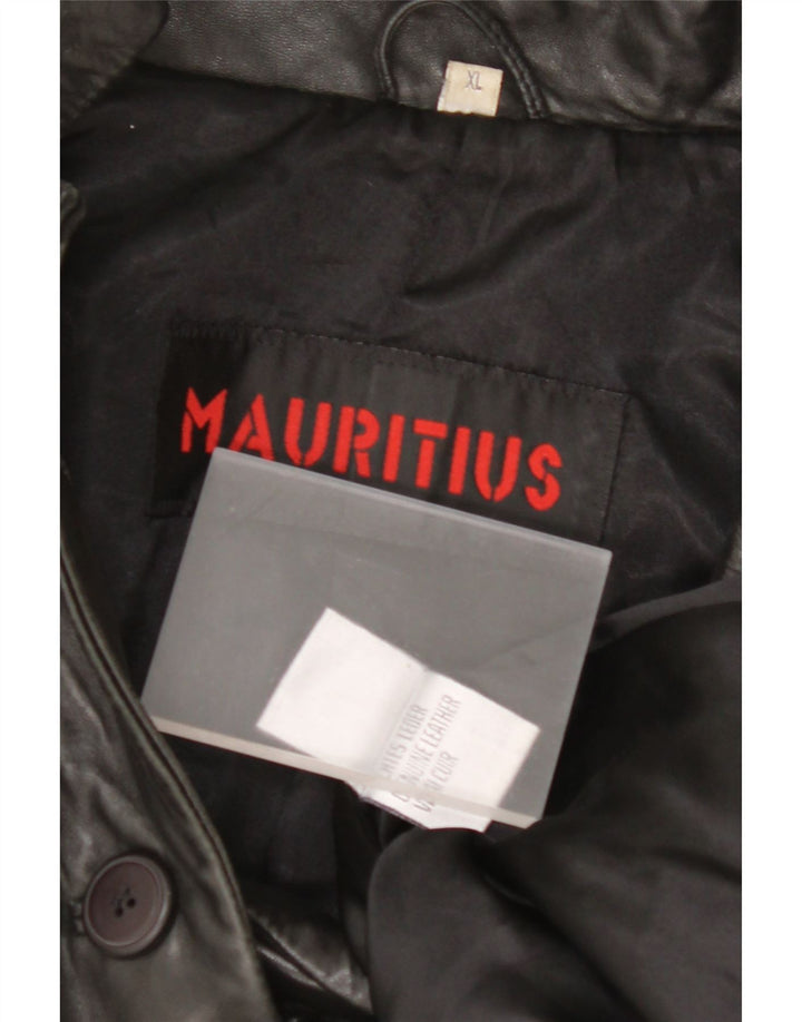 MAURITIUS Damska skórzana marynarka zapinana na 3 guziki, UK 18 XL, czarna skóra