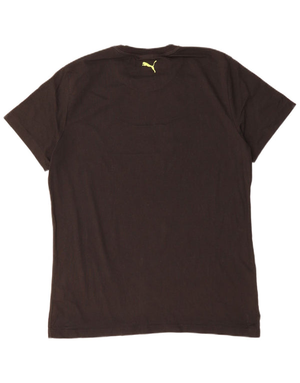 Męska koszulka z grafiką Puma, duża, czarna, bawełniana