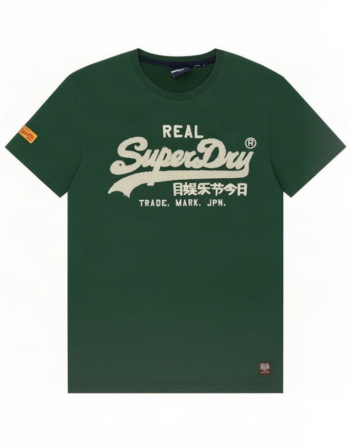 Męski T-shirt z grafiką Superdry, bawełniany, średnio zielony