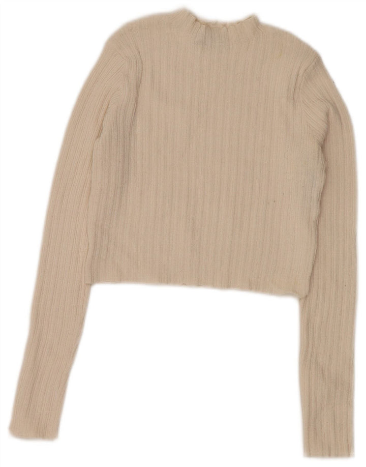 Damski sweter z golfem Zara UK 8, mały, złamany biały poliester