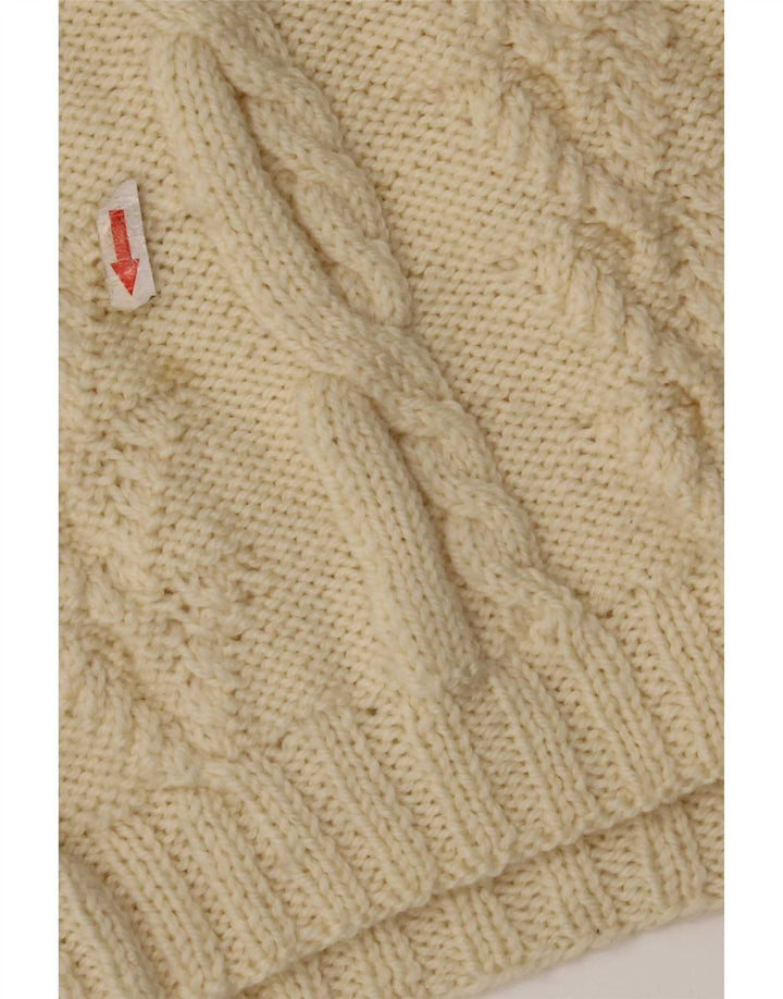 Vintage damski sweter z golfem UK 12 średni złamanej bieli