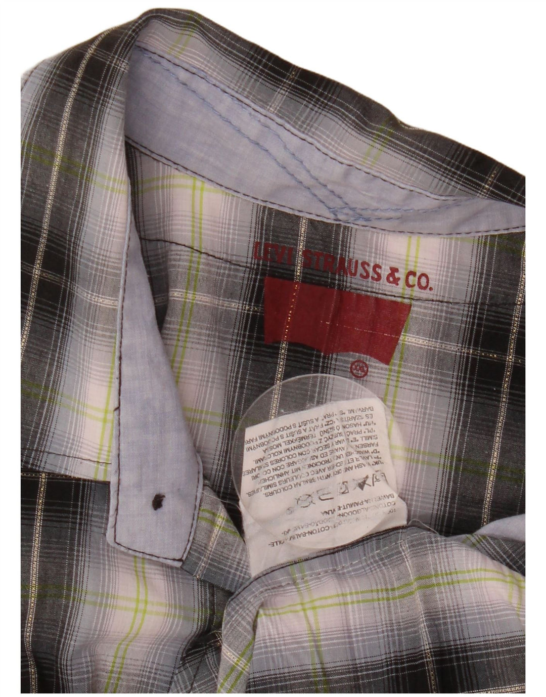 Koszula męska z krótkim rękawem LEVI'S 2XL, bawełniana w czarną kratkę