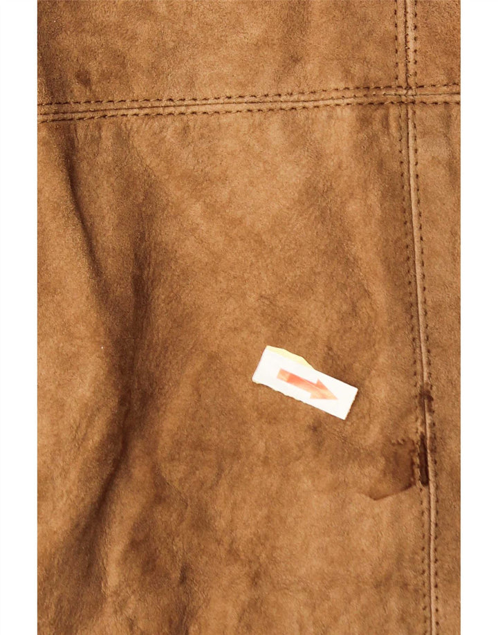 Vintage męska kurtka Shearling UK 38, średnia brązowa skóra
