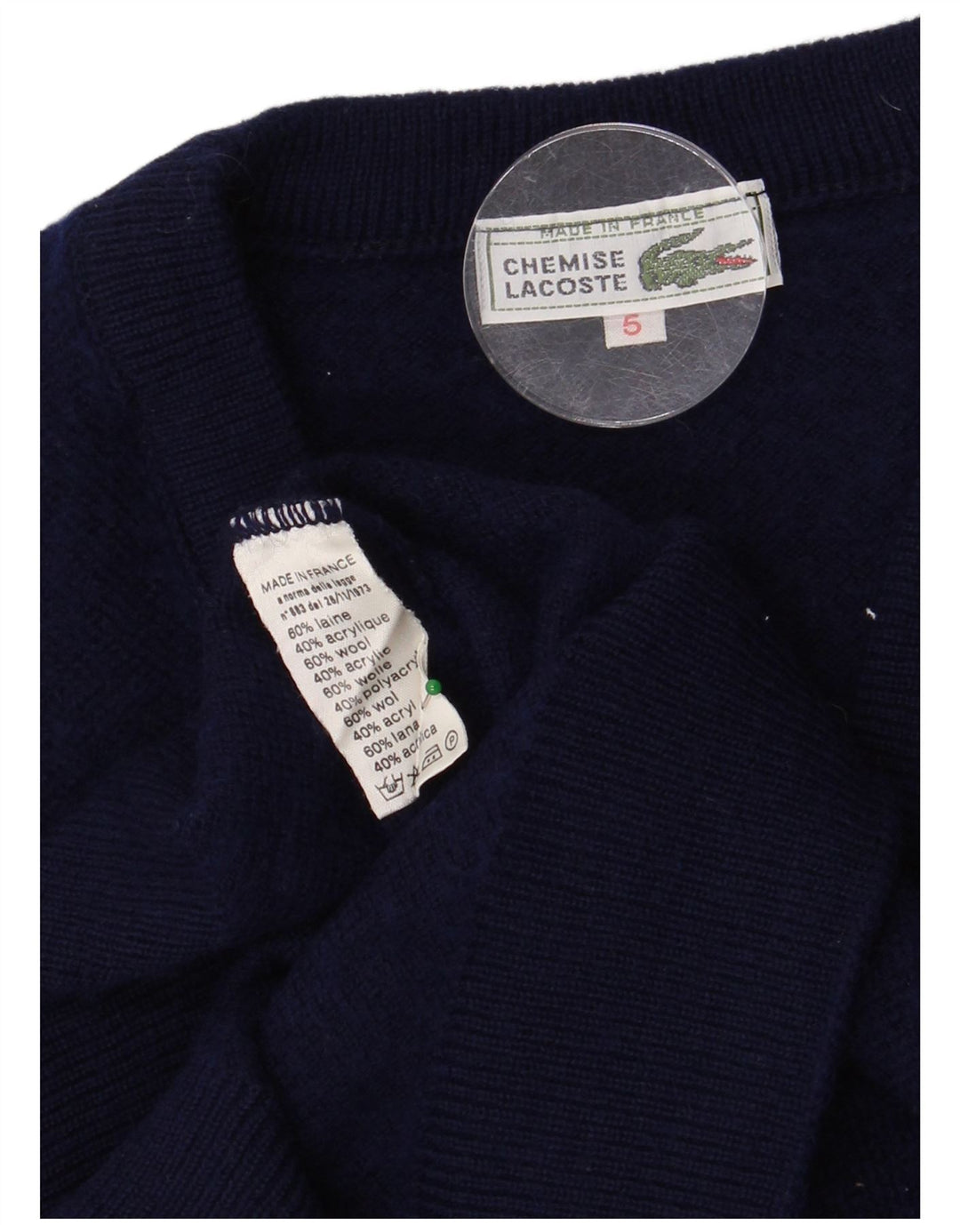 Męski podkoszulek LACOSTE z kamizelką, rozmiar 5, duży, granatowy, wełniany