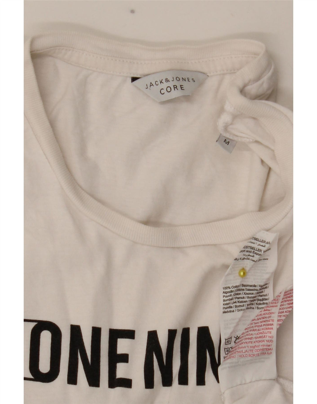 Męska koszulka z grafiką Jack & Jones, średnia, biała bawełna