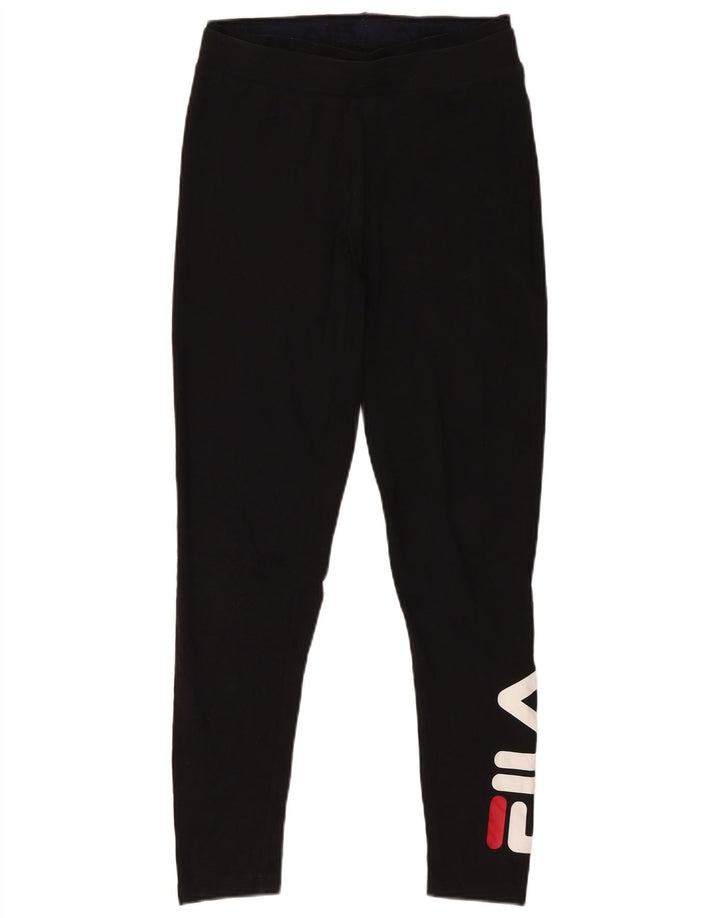 Damskie legginsy Fila Graphic UK 12, średnie czarne, bawełniane