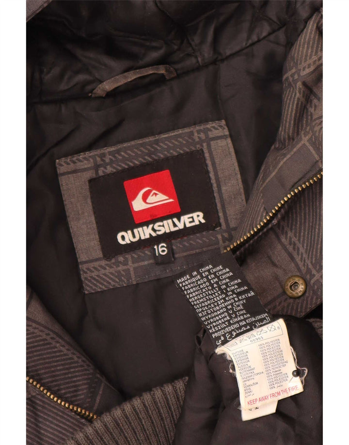 Chłopięca kurtka bomberka z kapturem Quiksilver 15-16 lat, szary, poliester w kratę