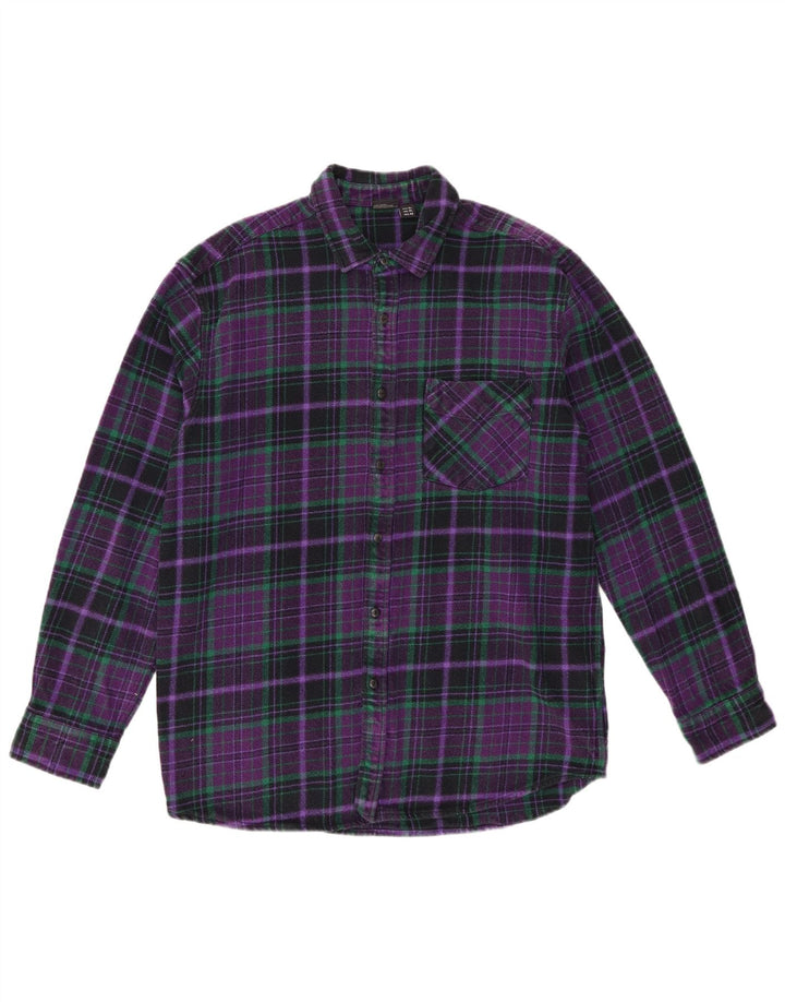Męska koszula flanelowa Pull & Bear XL w fioletową kratkę, bawełniana
