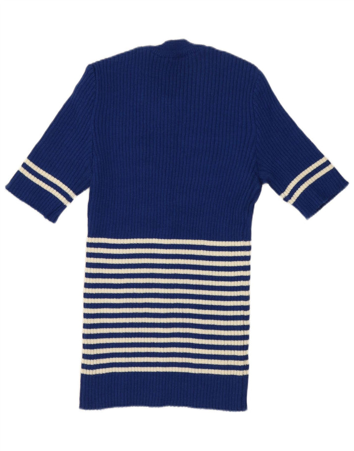 Sweter damski w stylu vintage z okrągłym dekoltem UK 12 w średnie niebieskie paski