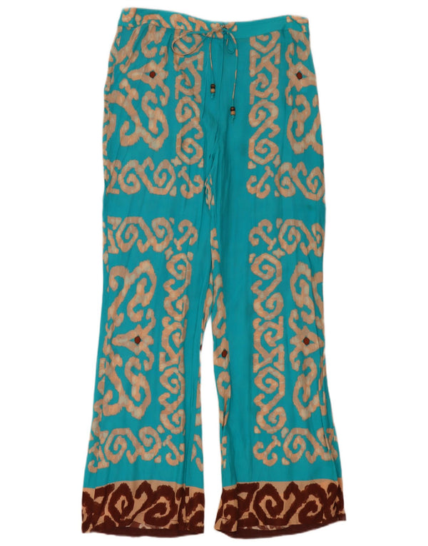 Damskie spodnie z szerokimi nogawkami Zara XL W32 L32 Niebieskie geometryczne wiskozy