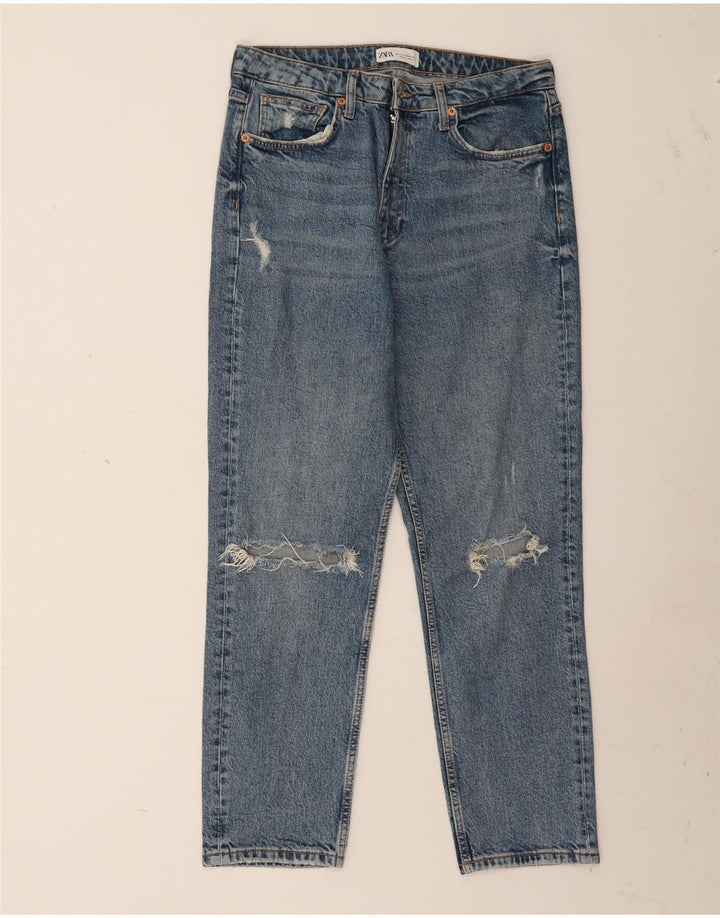 Damskie jeansy ZARA w trudnej sytuacji, proste EU 42, duże, W32, L27, niebieskie