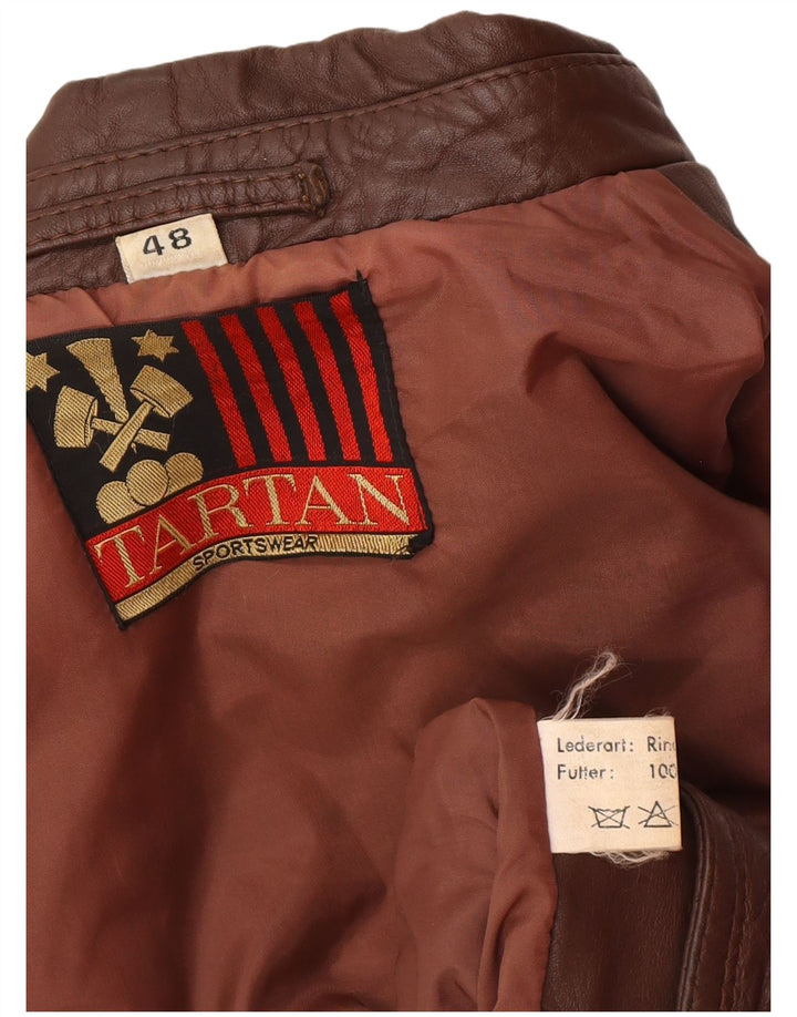 Męska skórzana kurtka wojskowa w kratę IT 48 Średniobrązowa skóra