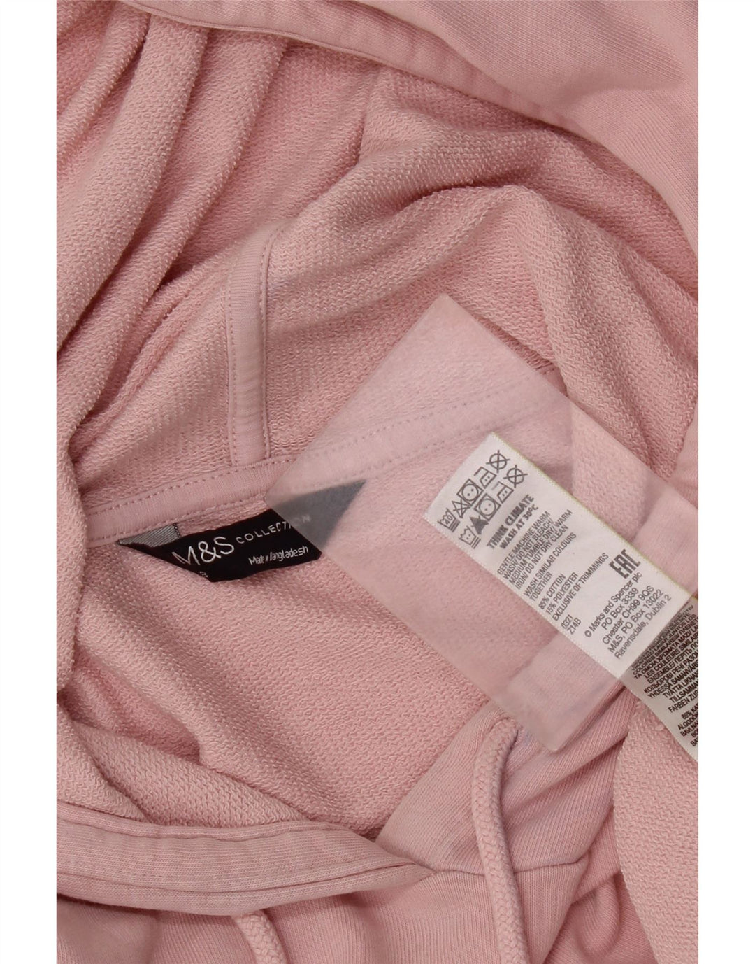 Marks & Spencer Damski sweter oversize z kapturem, UK 8, mały, różowy, bawełniany