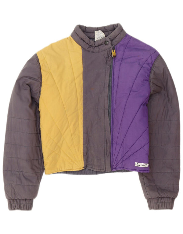 Pierre Cardin Womens Crop Padded Jacket UK 14 Large Grey Colourblock Cotton