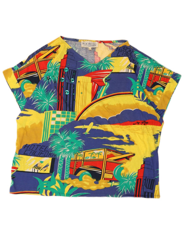 Damska koszulka w stylu vintage z grafiką Top UK 16, duża, wielobarwna bawełna