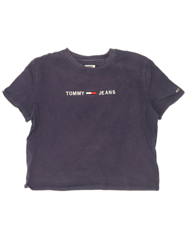 Damska koszulka z krótkim rękawem Tommy Hilfiger z grafiką, UK 18 XL, granatowa, bawełniana