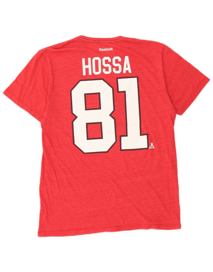 Męski T-shirt Reebok Chicago Blackhawks z grafiką, duży, czerwony, poliester
