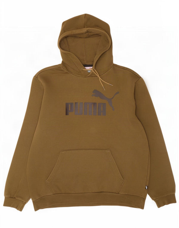 Męski sweter z kapturem Puma z grafiką, duży, bawełniany khaki