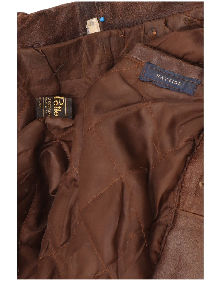 Męska kurtka skórzana Bayside UK 42 XL, brązowa skóra