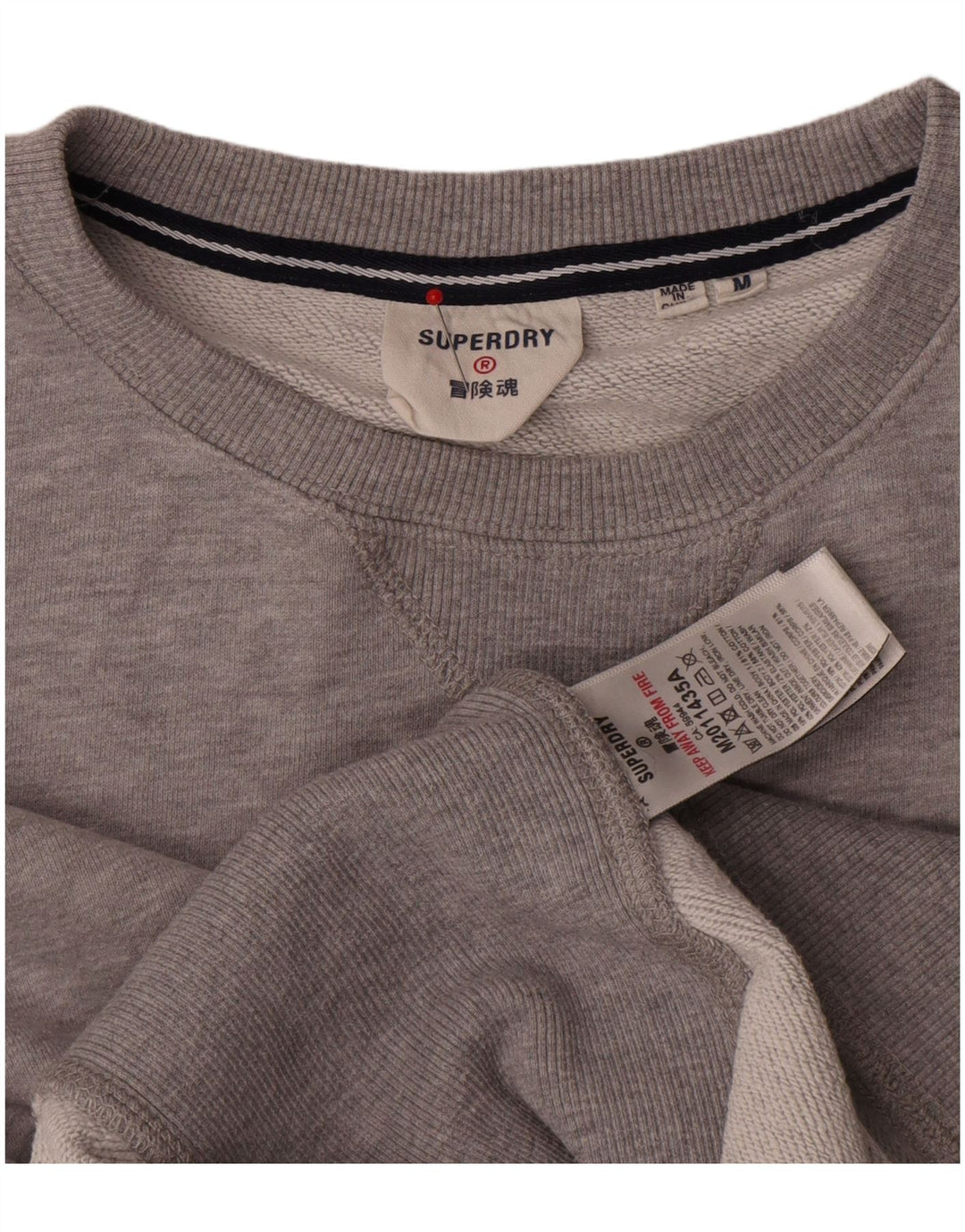 Męski sweter z grafiką Superdry, średnioszary, bawełniany w cętki
