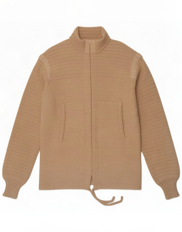 Męski sweter rozpinany w stylu vintage UK 12 Medium Beige