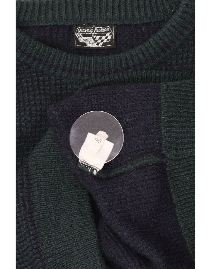 Vintage męski sweter z okrągłym dekoltem IT 48 Small Green