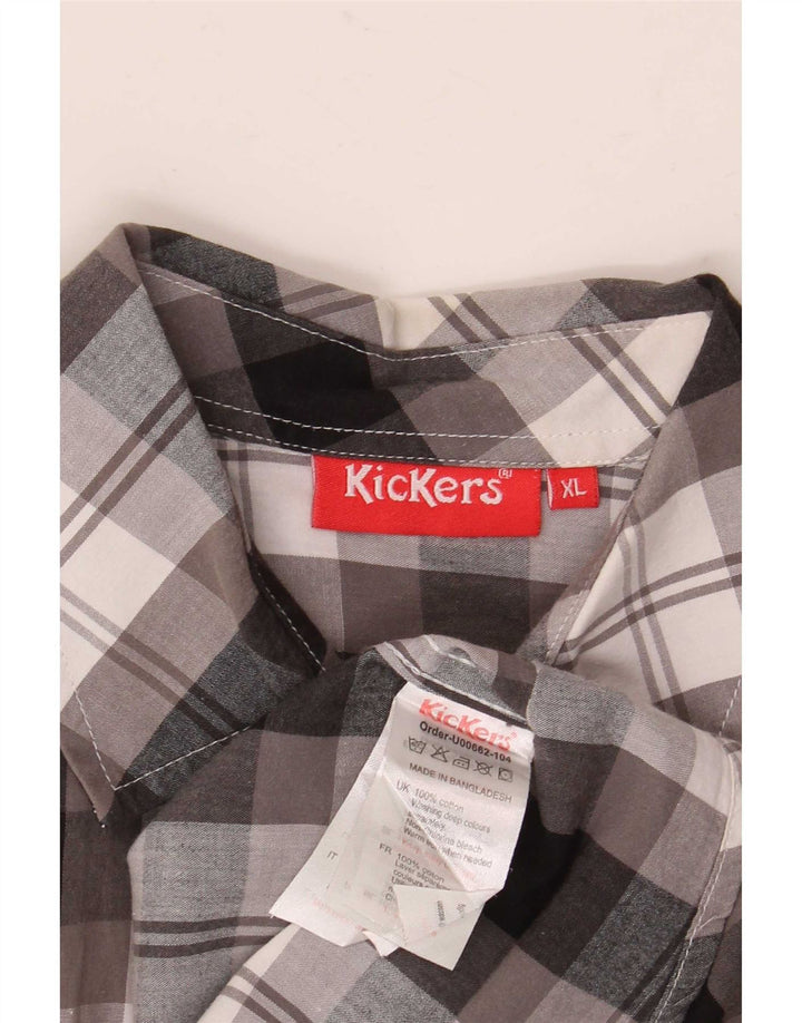 Koszula męska z krótkim rękawem Kickers XL, bawełniana szara krata