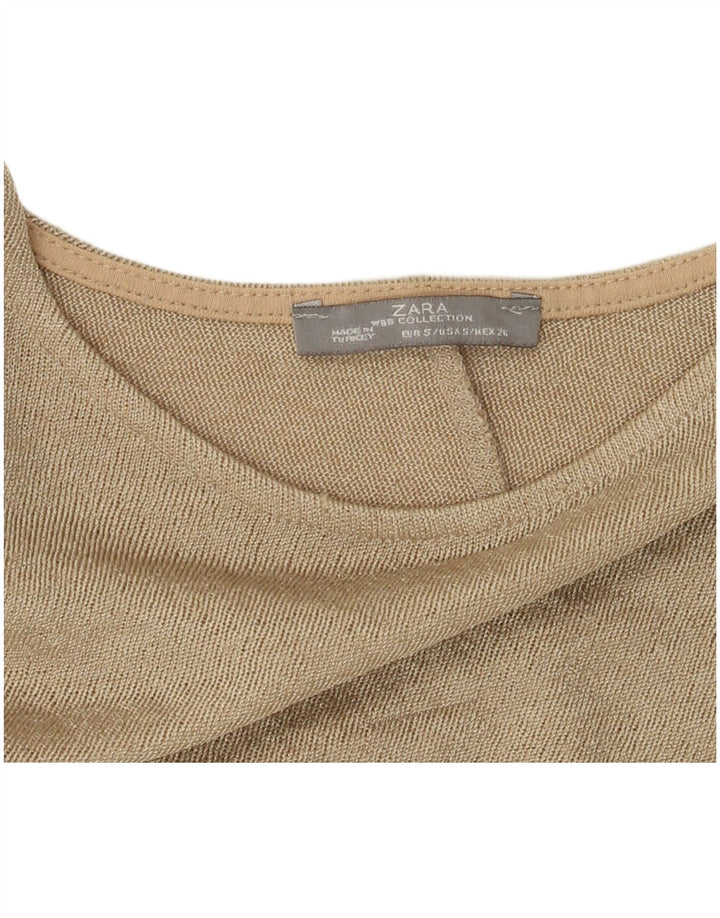 Damski top oversize Zara z rękawem 3/4, UK 10, mały beżowy blok kolorów