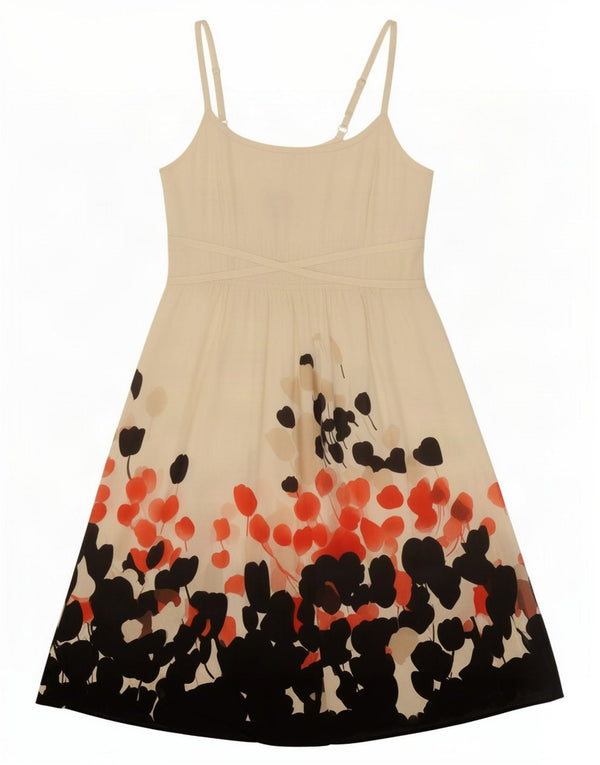 Damska sukienka Sundress Monsoon UK 14, duża, biała, jedwabna w kwiaty