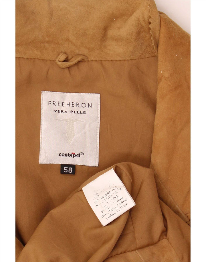Conbipel Męski zamszowy płaszcz Free Heron IT 58 2XL Beżowa skóra