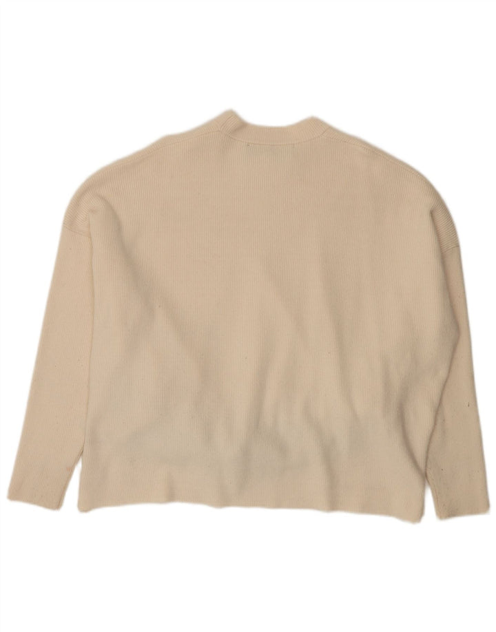 Damski sweter oversize z okrągłym dekoltem Zara UK 10 Small White Wiskoza