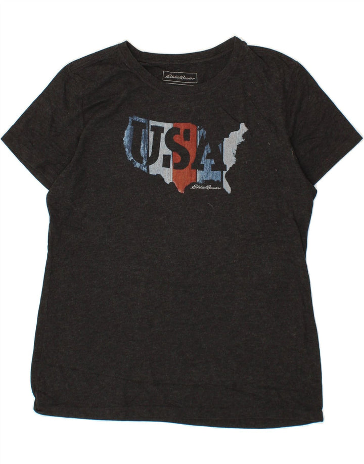 EDDIE BAUER Womens Graphic T-Shirt Top UK 18 XL Grey Polyester Vintage Eddie Bauer and Second-Hand Eddie Bauer from Messina Hembry 