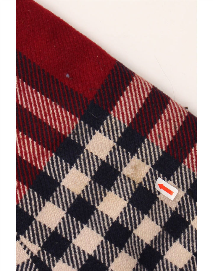 BENETTON Damski płaszcz z kapturem UK 18 XL, wełniany w czerwoną kratę