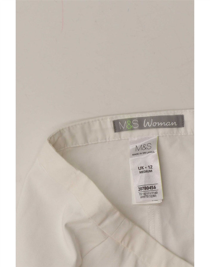 Spodnie damskie Capri Marks & Spencer UK 12 Medium W30 L21 Biała bawełna