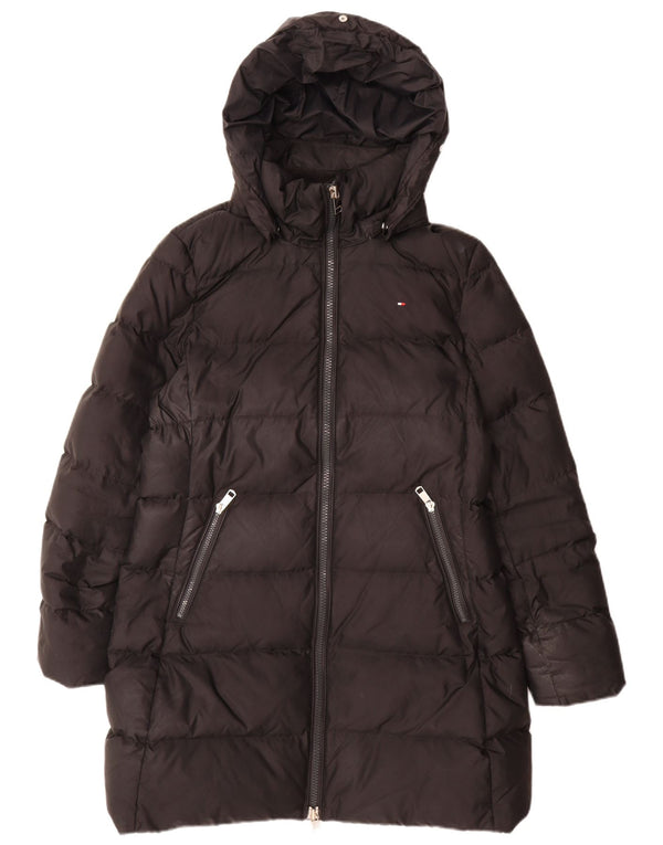 Damski ocieplany płaszcz z kapturem Tommy Hilfiger UK 18 XL, czarny poliester