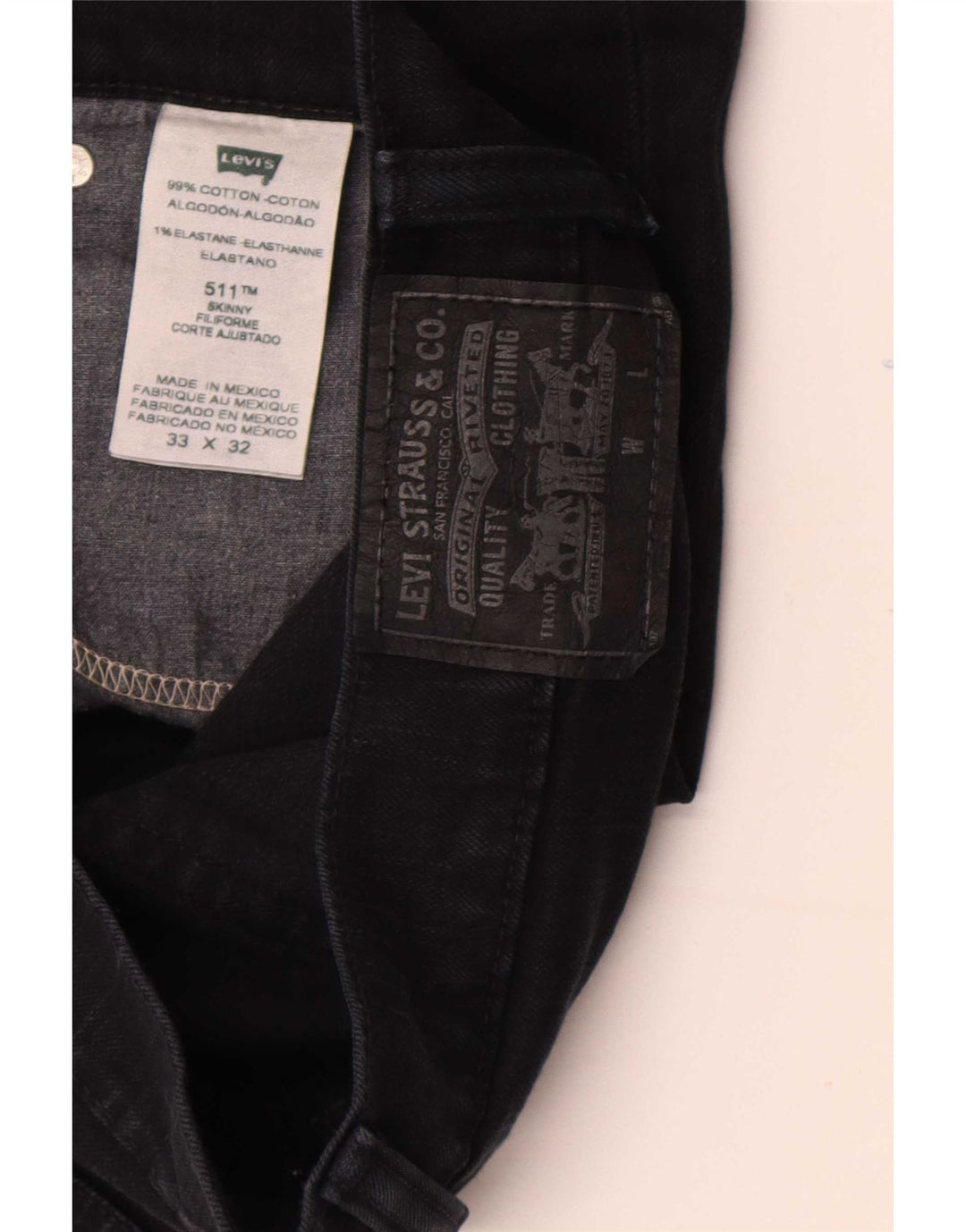 Męskie jeansy Levi's 511 Skinny W33 L32 Czarna bawełna