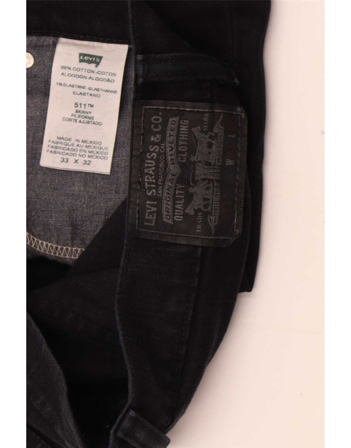 Męskie jeansy Levi's 511 Skinny W33 L32 Czarna bawełna