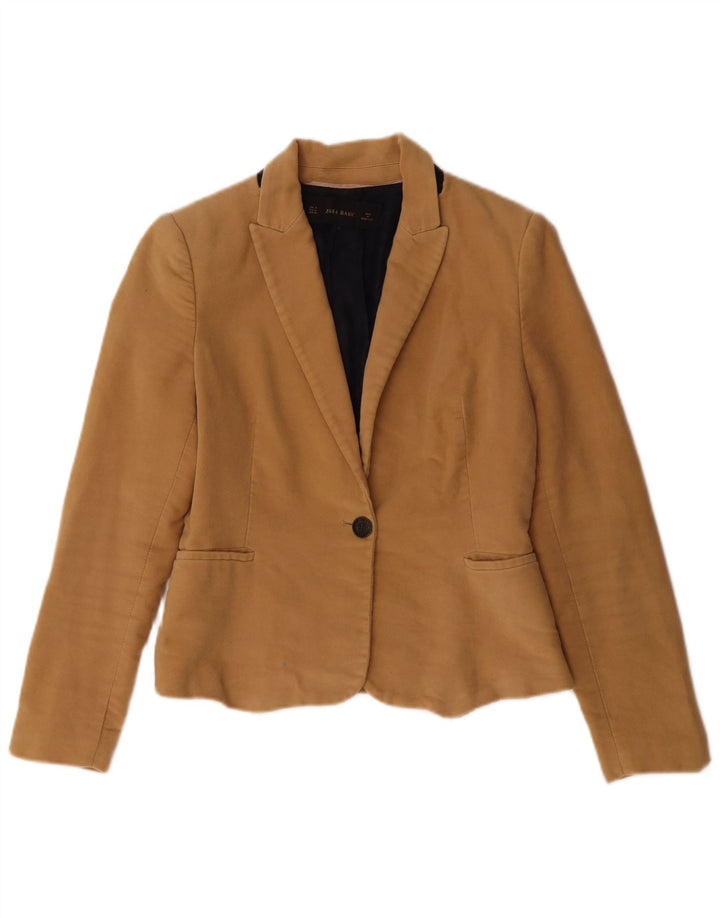 Damska marynarka Zara zapinana na 1 guzik, UK 12, średni beżowy octan