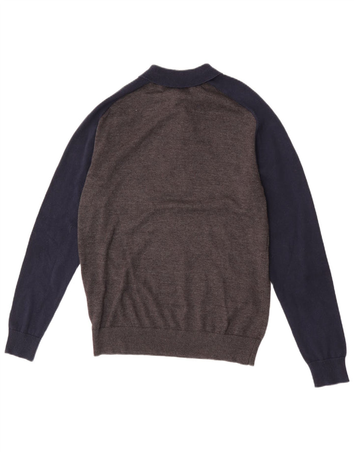 Męski sweter polo French Connection, średnioszary, z blokami kolorów
