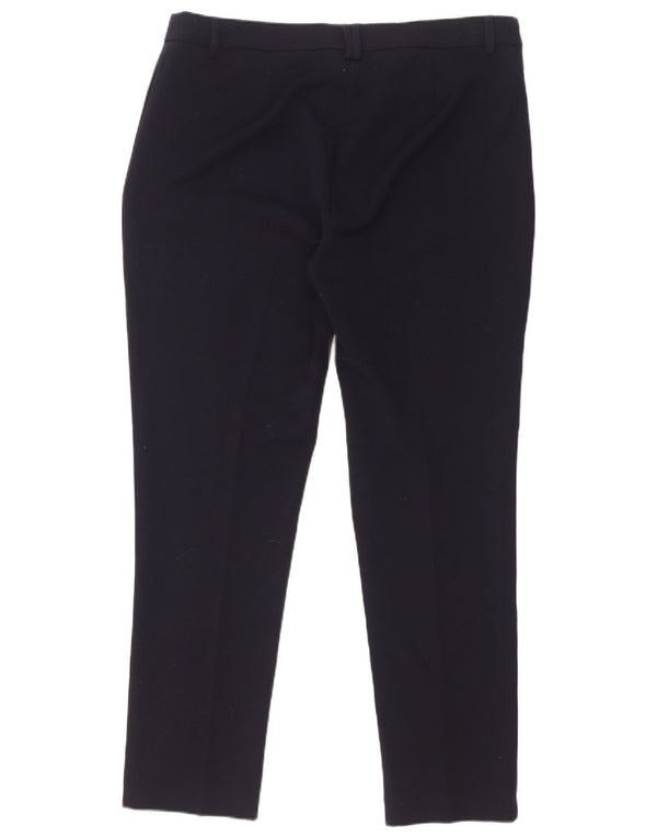 Marks & Spencer Damskie spodnie garniturowe z wysokim stanem UK 16 Large W34 L29 Granatowe Czarne