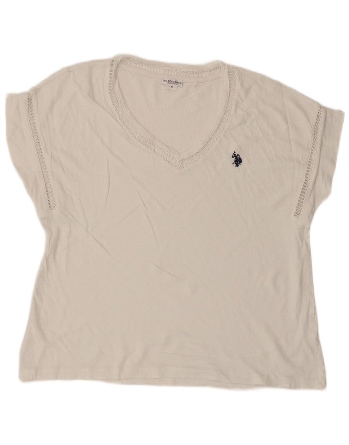 US Polo Assn. T-shirt damski Top UK 14 Średni biały