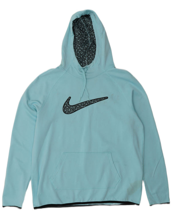 Damski sweter z kapturem Nike Therma-Fit Graphic UK 16, duży niebieski poliester