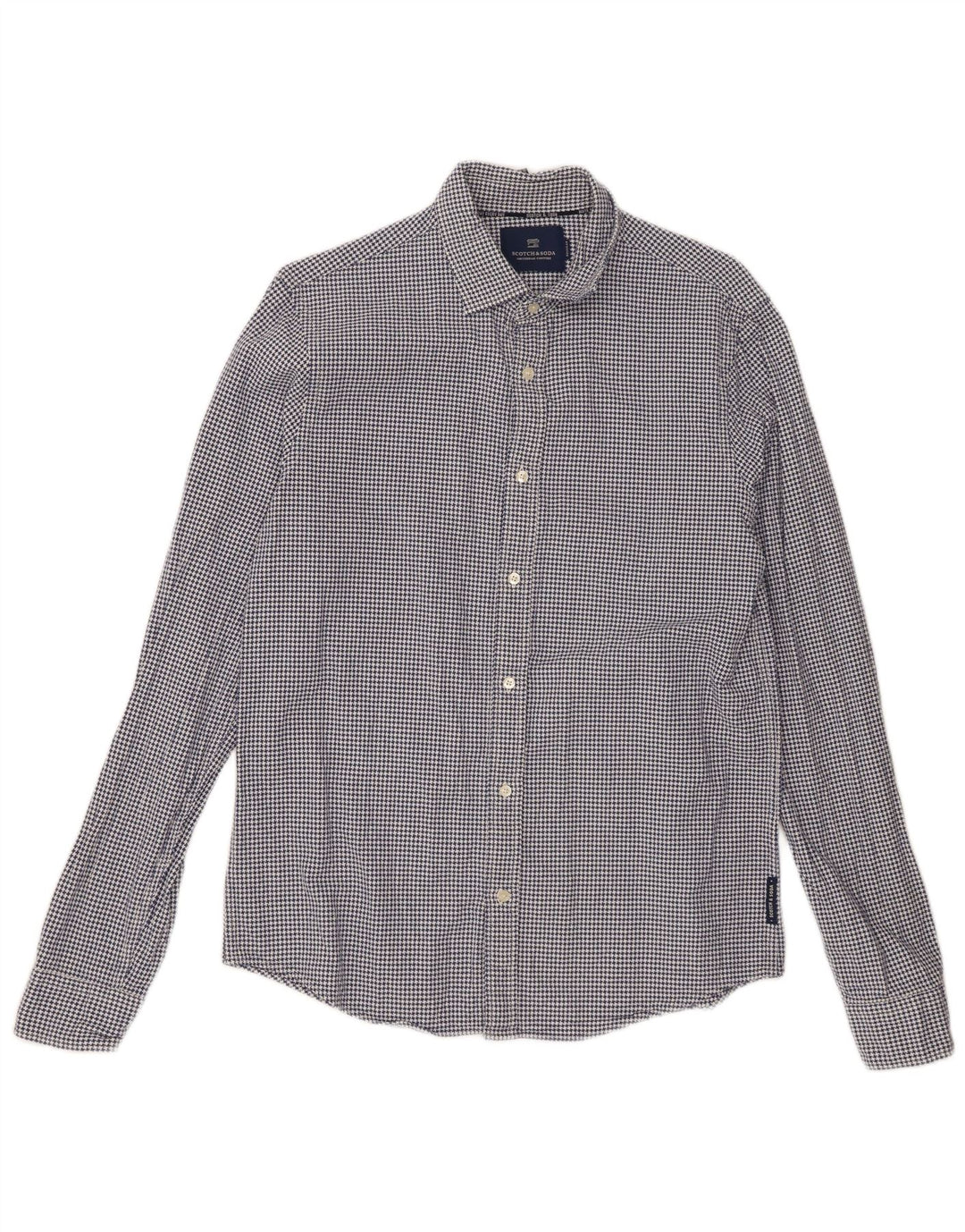 Koszula męska Scotch & Soda, bawełniana w ciemnoniebieską pepitkę