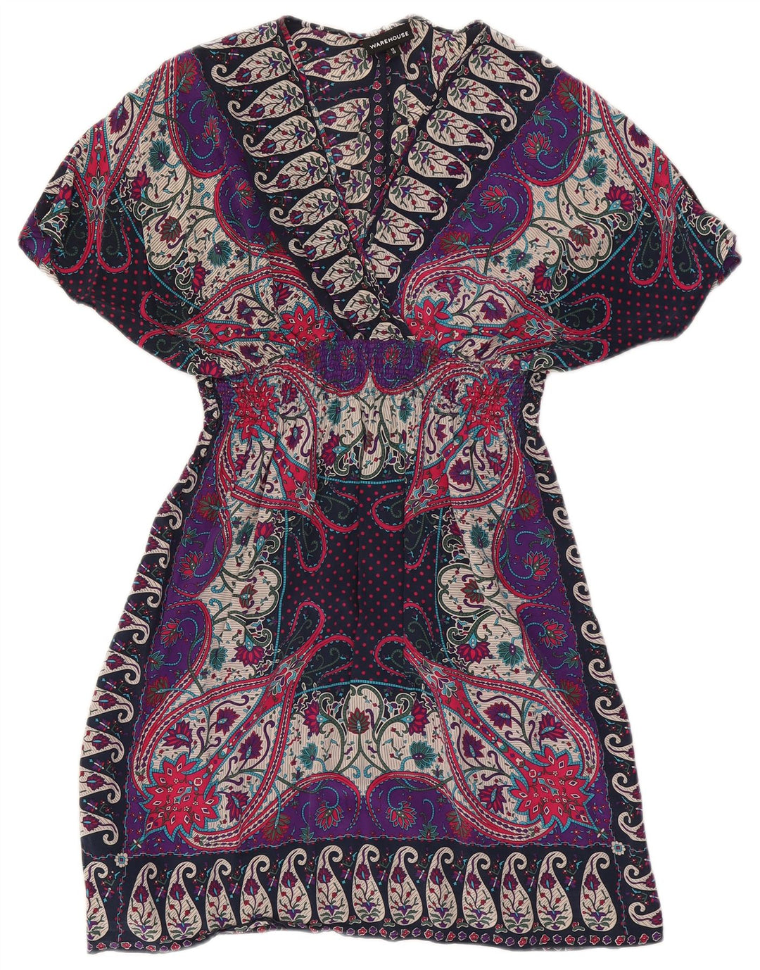 Damska sukienka kaftan Warehouse UK 12 Średni wielokolorowy jedwab Paisley