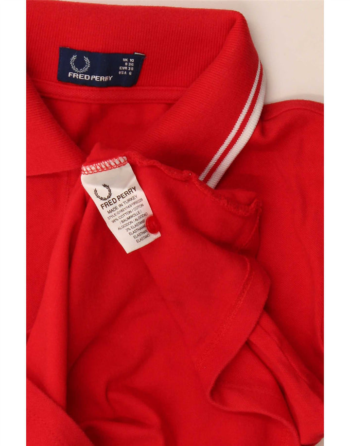 Damska koszulka polo Fred Perry UK 10, mała, czerwona bawełniana