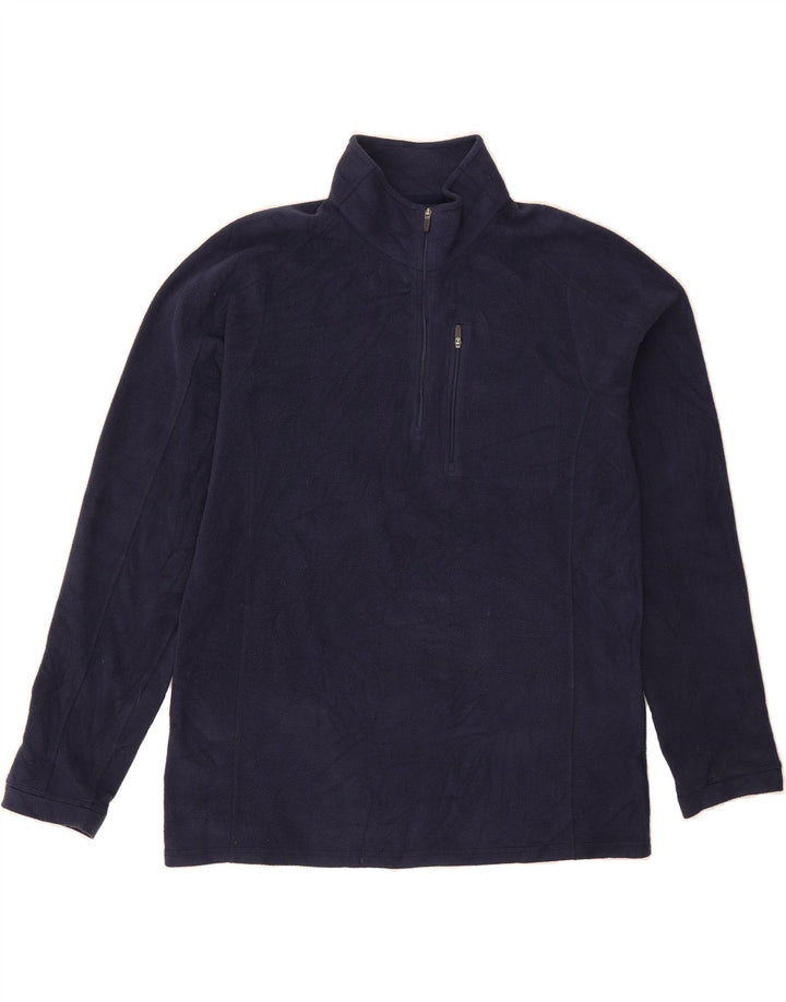 L.L.BEAN Mens Tall Zip Neck Fleece Jumper Medium Navy Blue Polyester Vintage L.L.Bean and Second-Hand L.L.Bean from Messina Hembry 